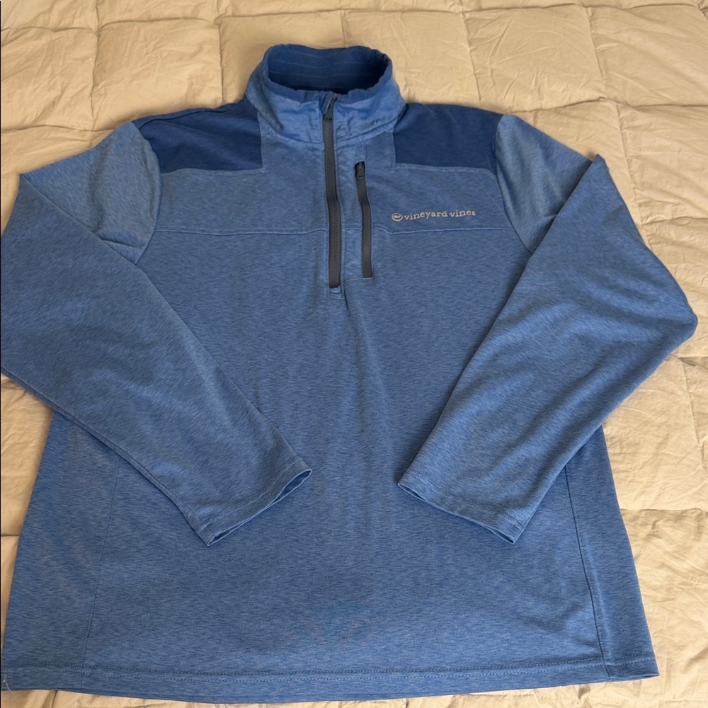 Vineyard Vines Men's Blue on the‎ go shep shirt -Quarter-Zip